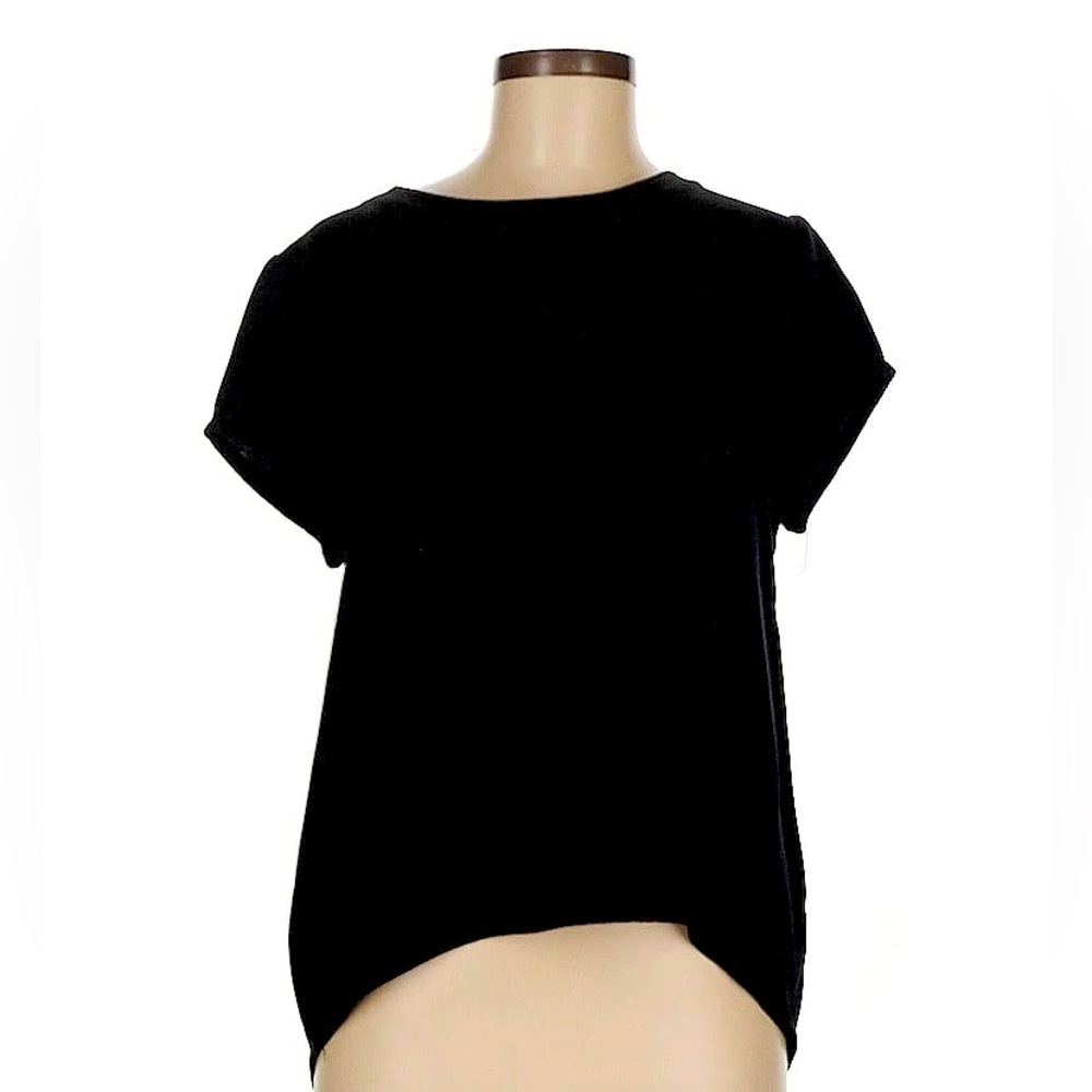 Cuyana Silk High Low Tee in Black